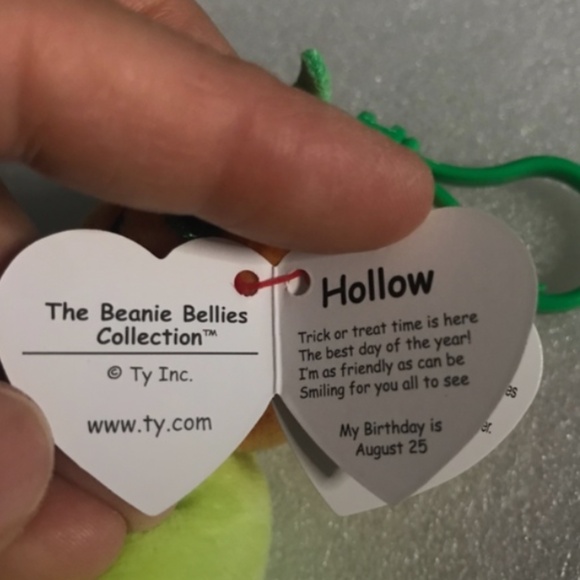 TY Beanie Baby Beanie Bellies Hollow the Halloween Pumpkin Plastic Key Clip 4” - Picture 8 of 9